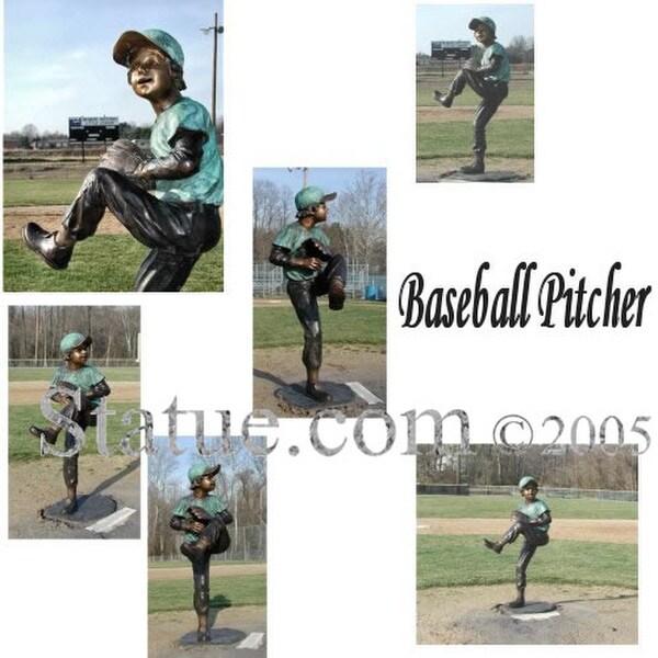 Baseball Boy Pitcher Bronze Statue For Park